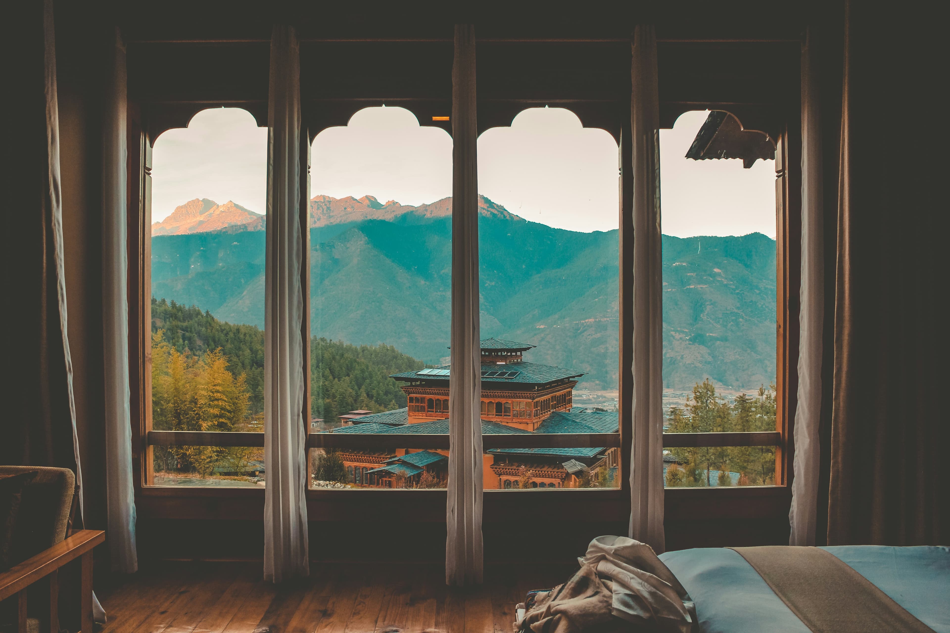 scenic window in hotel in bhutan