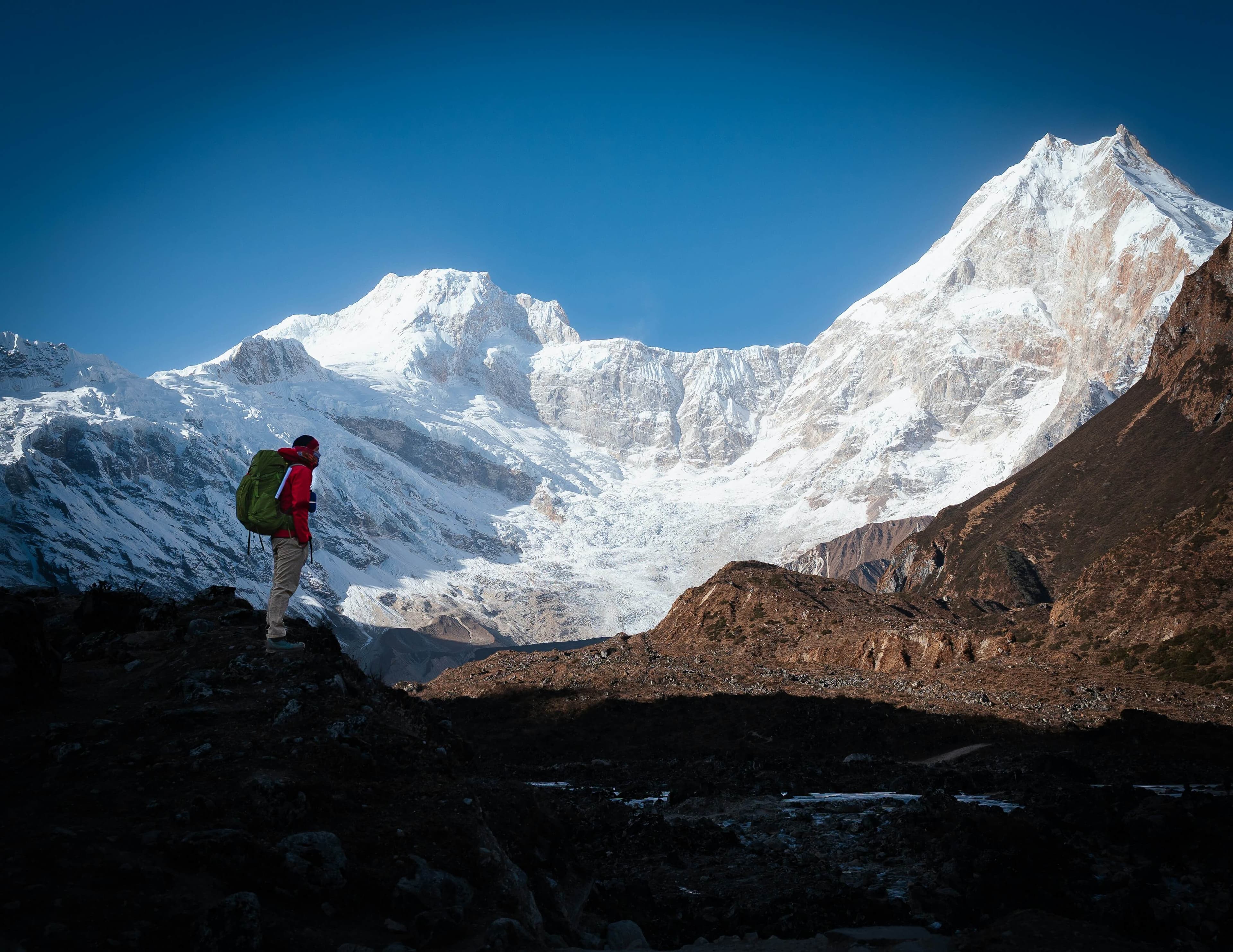 Trekker in Manaslu Trek